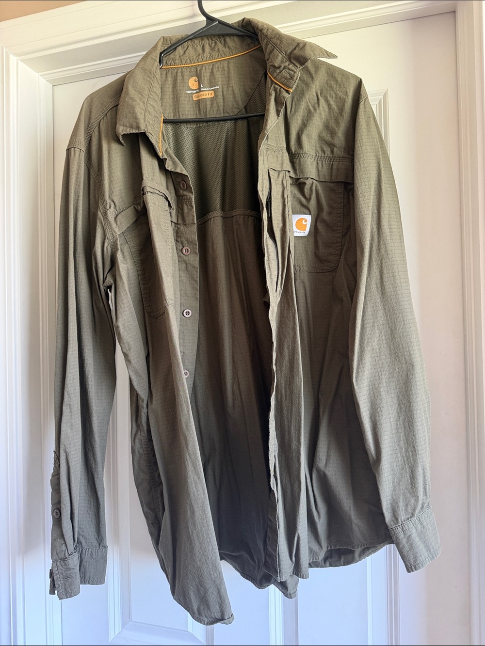 Carhartt Olive Green Button-Up Utility Shirt